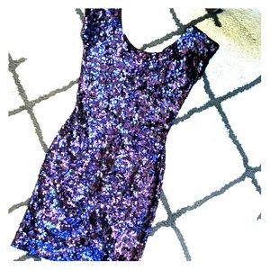 EUC Vintage Purple Sequin Bodycon Prom Dress 2-4